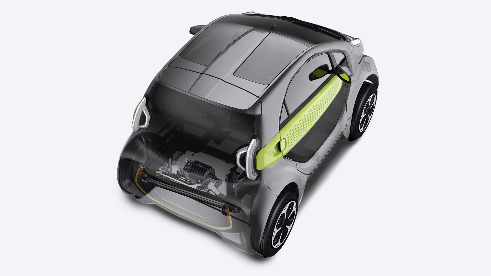 xev yoyo met Achterin geplaatste motor met achterwielaandrijving