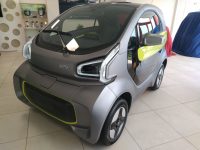 xev yoyo pro on display in showroom in color prototype grey front left