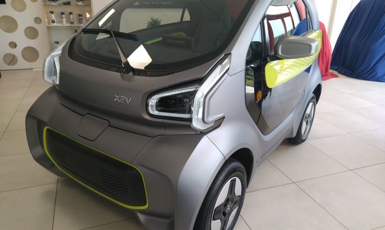 xev yoyo pro on display in showroom in color prototype grey front left