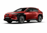 render left front subaru solterra 2026 4E-xperience in de kleur emotional red