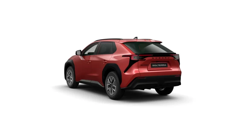 render subaru solterra my26 4E experience in de kleur emotional red rear left